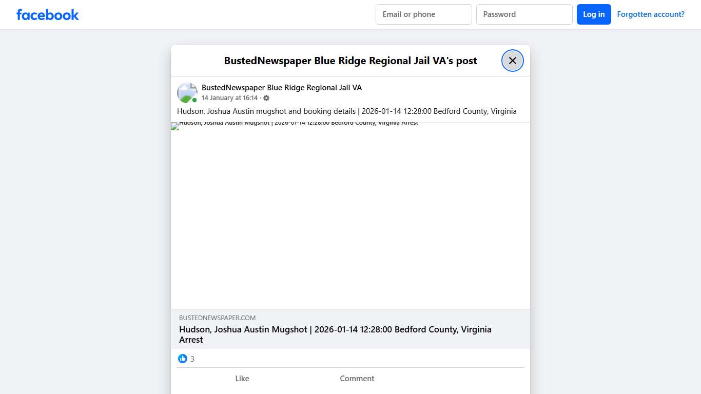 Hudson,... - BustedNewspaper Blue Ridge Regional Jail VA Facebook